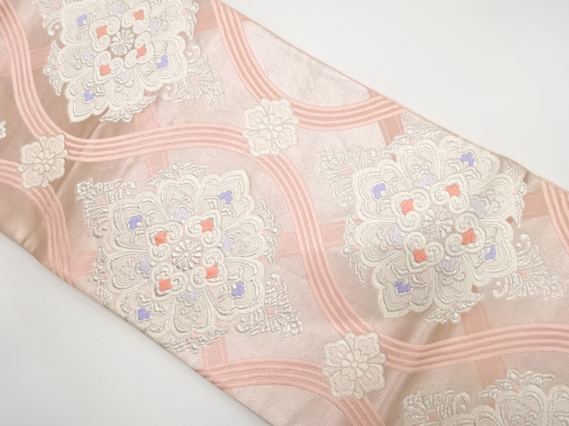 JAPANESE FUKURO OBI / WOVEN FLOWER TATEWAKU PATTERN